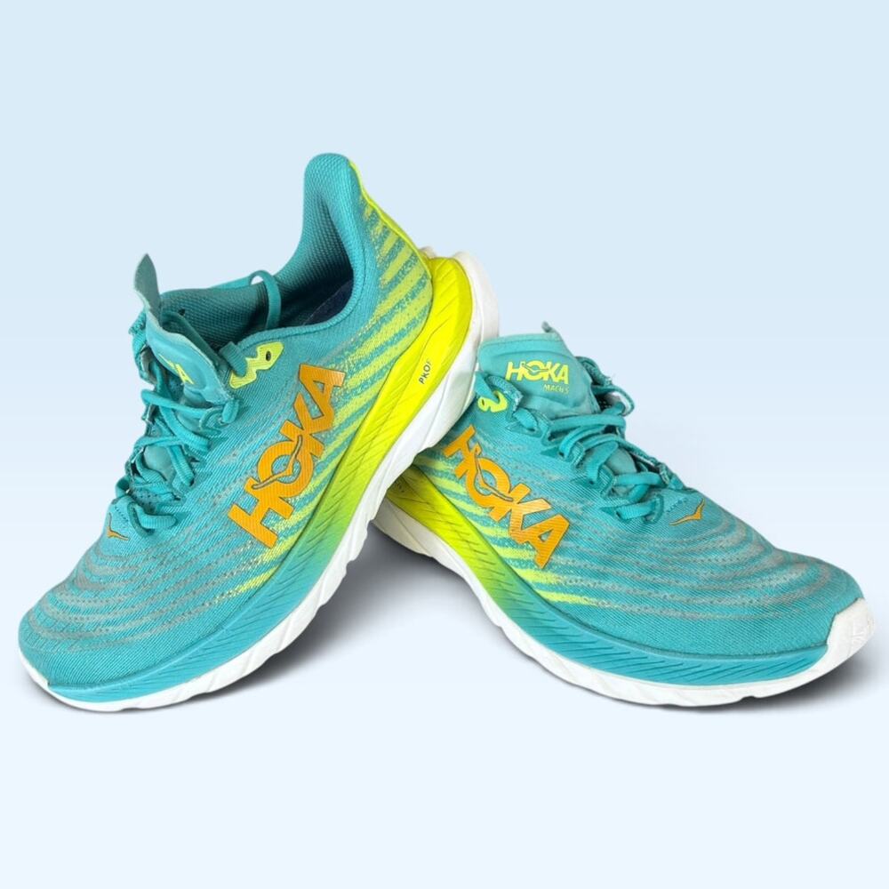 HOKA Mach 5 Women’s Size 8B Turquoise Yellow Running Shoes - Picture 9 of 13